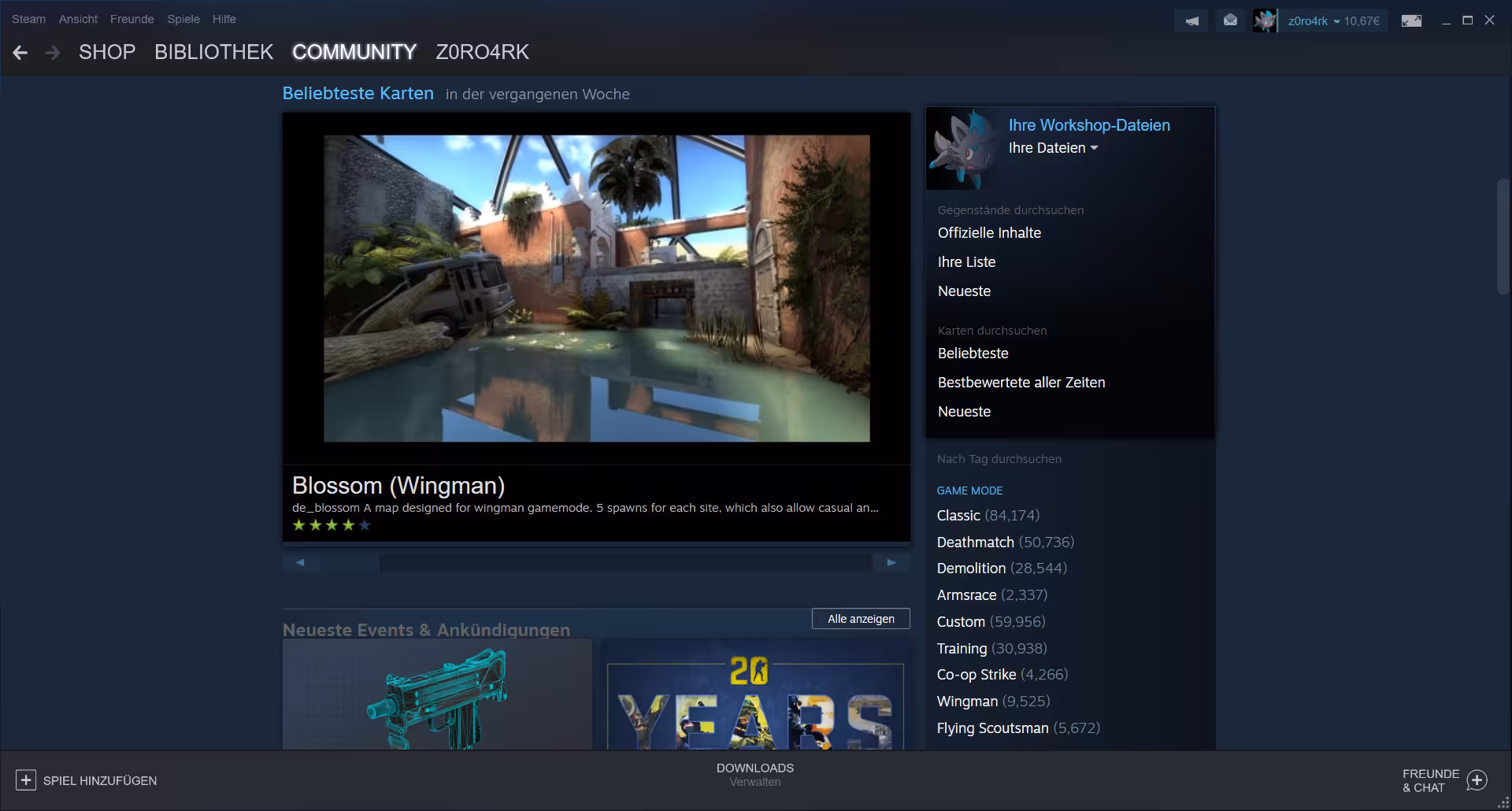 Blossom on the front page of the Steam Workshop.