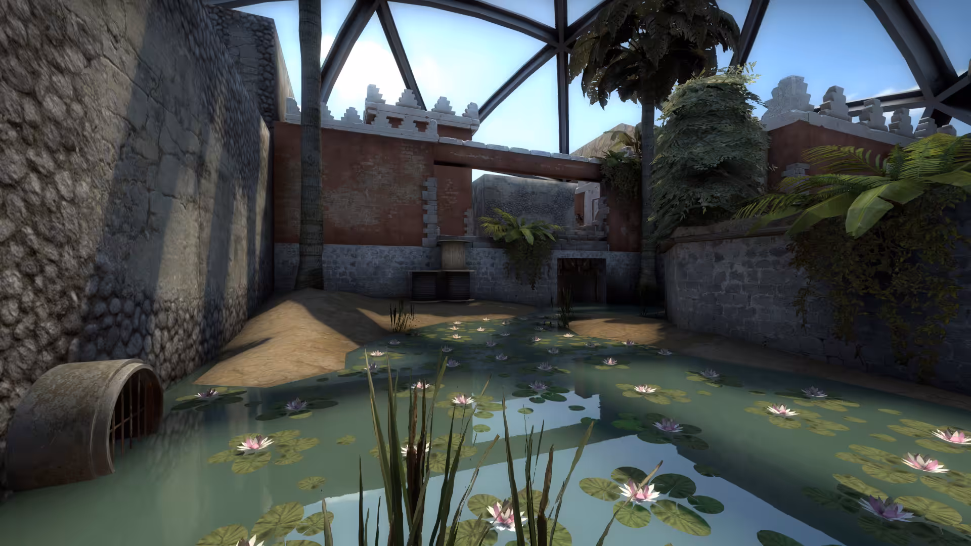 A biotope covered with water lilies.