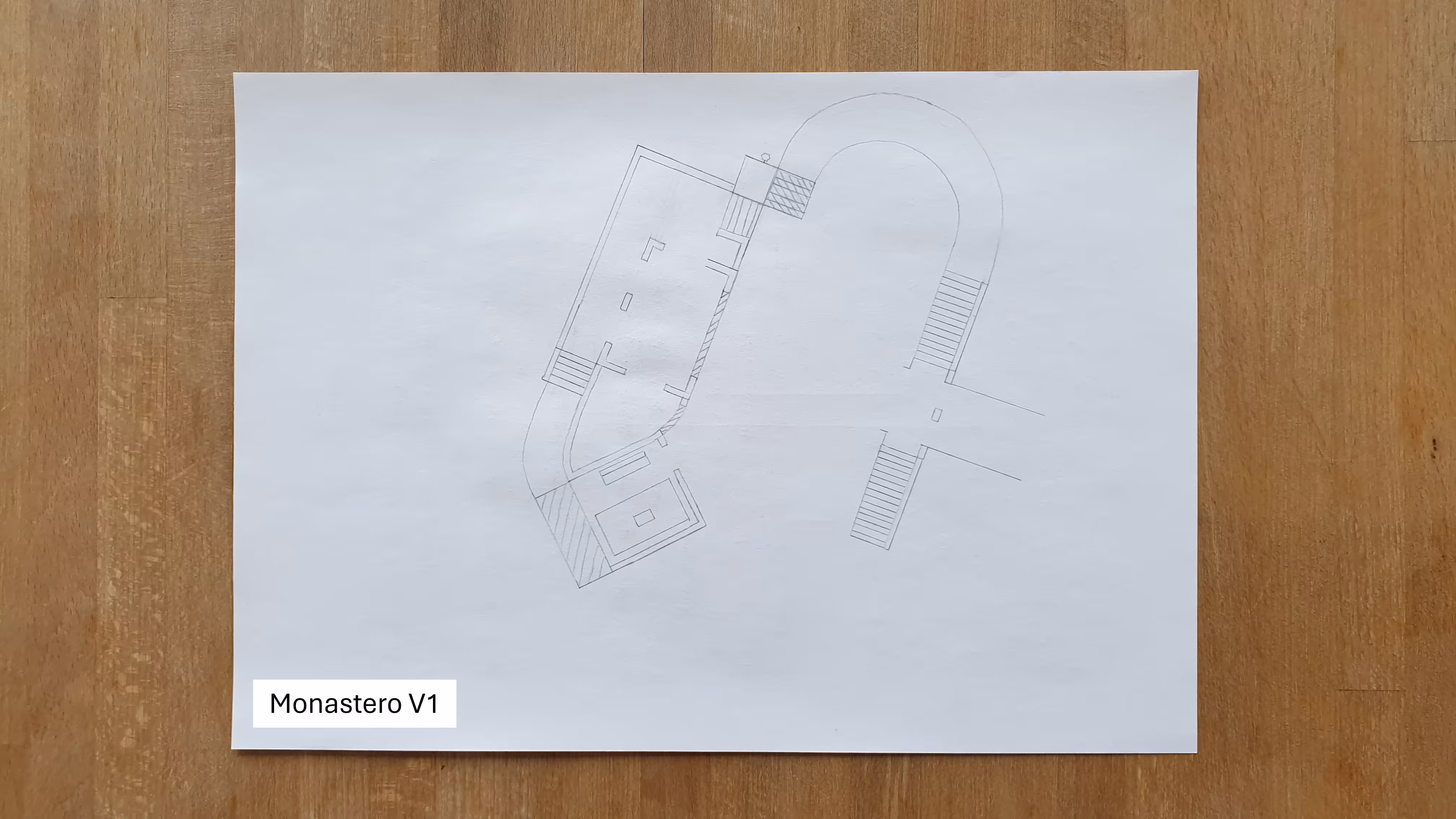 First sketch of Monastero on paper.