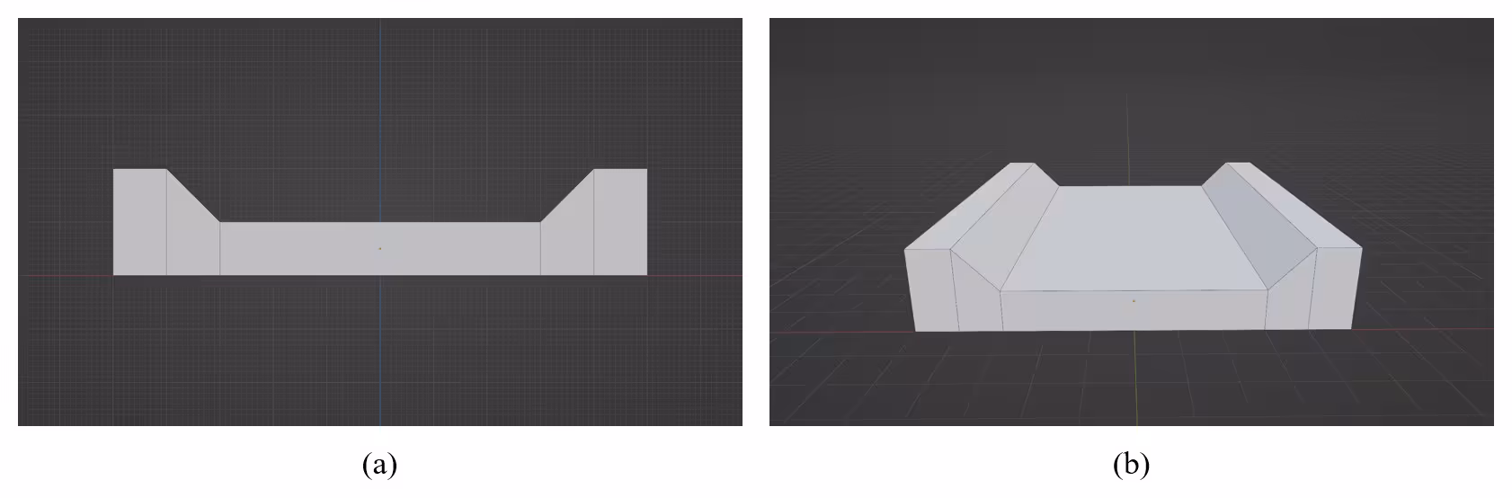 A 2D profile of a road and an extruded 3D model.