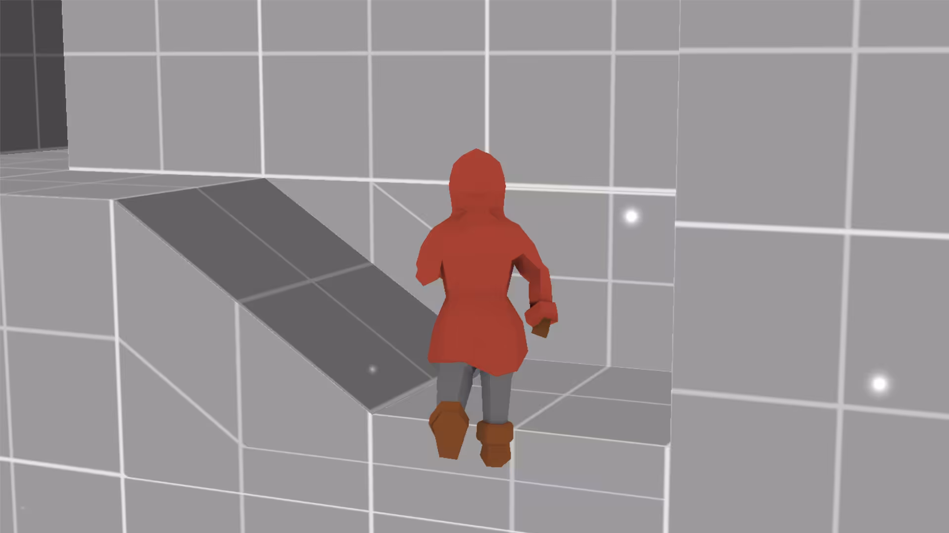 The player jumps toward the nearest ledge.
