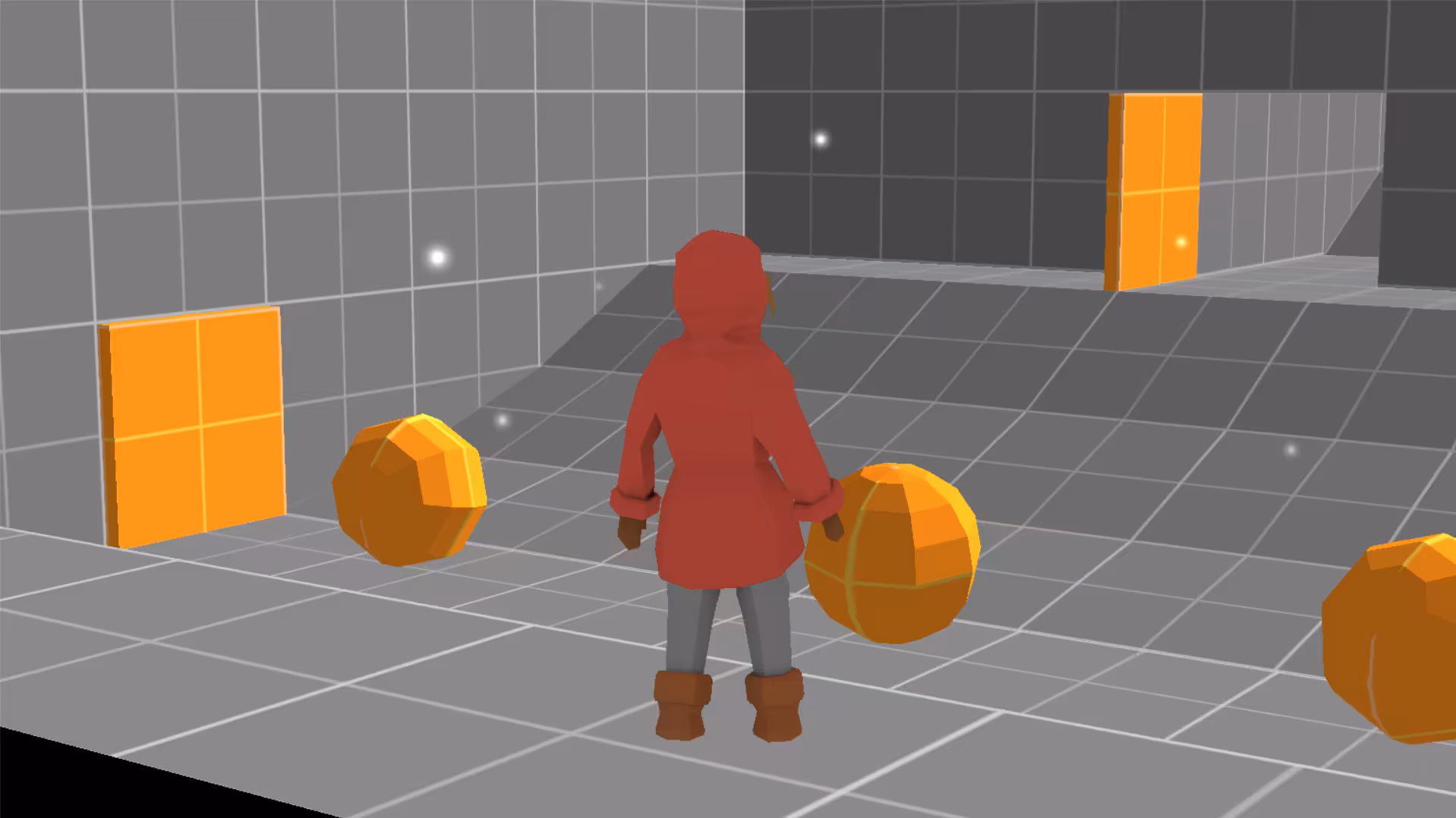 The player looks toward the next door.