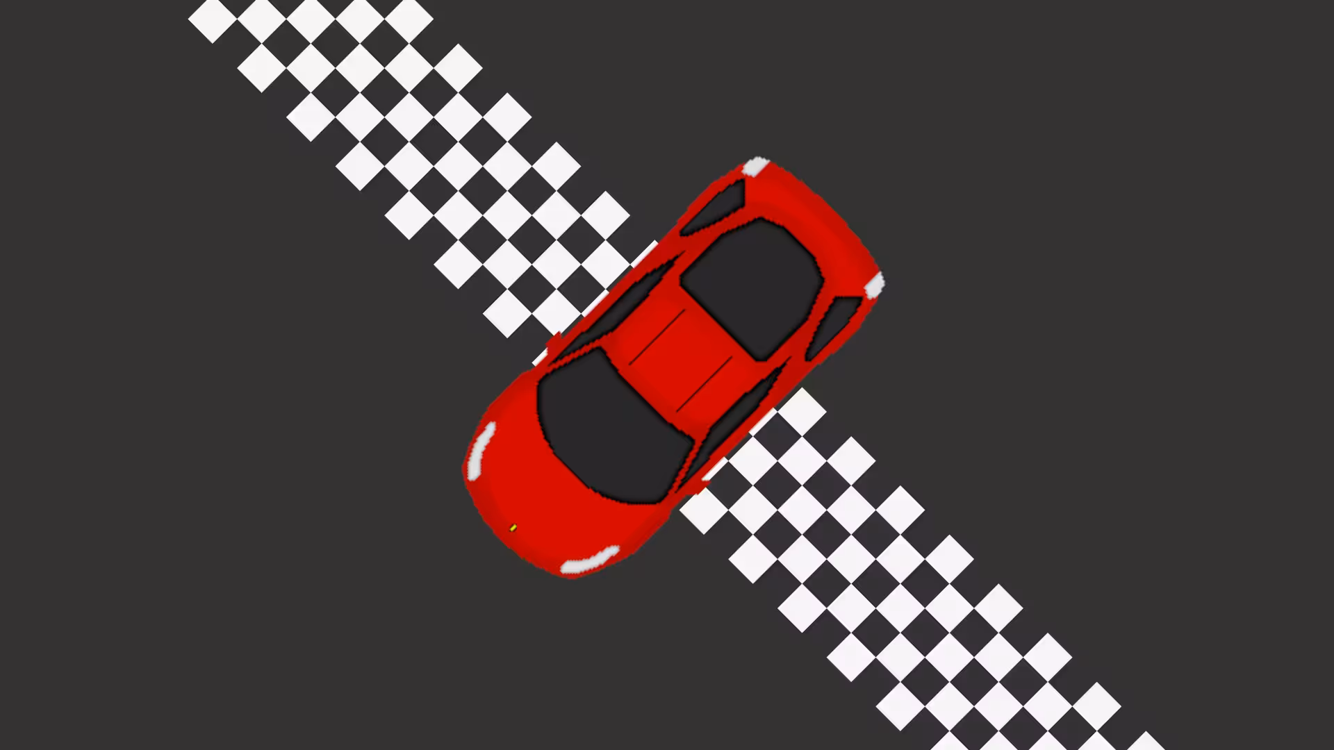 A red sports car crossing the finish line.