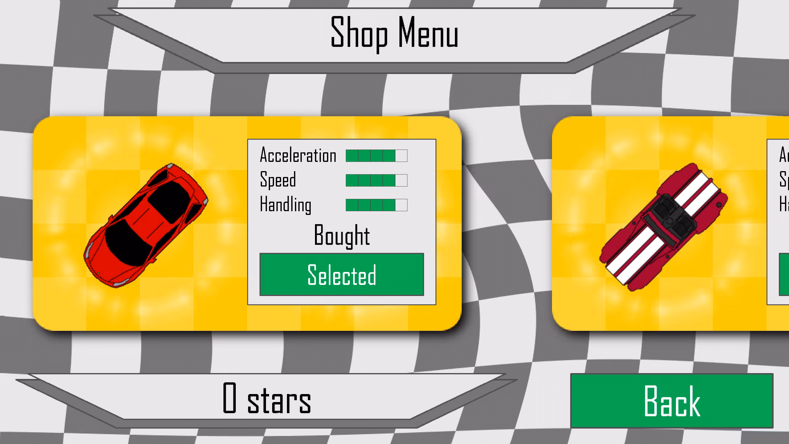Shop menu of Turbo Madness Racing